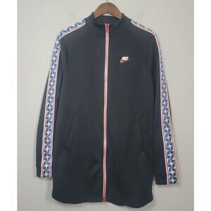 Nike Mens M Track Jacket Black Red White Retro Logo Full Zip Sportswear